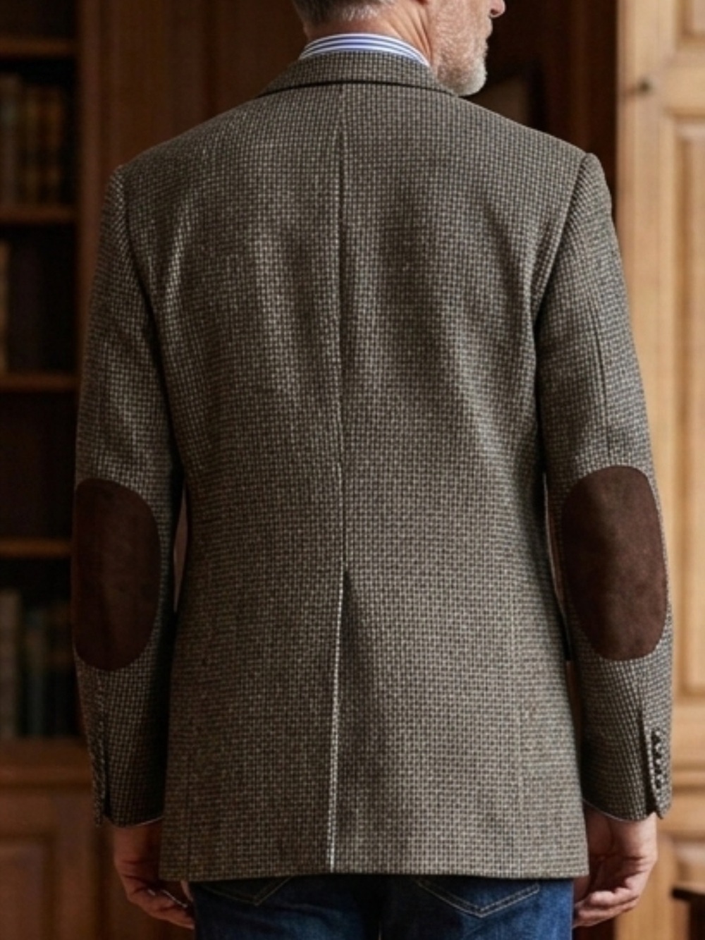 Vintage Harris Tweed Leather Elbow Patches Sports Jacket Blazer Handwoven